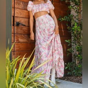 NEW! NASTY GAL Strike a Rose Floral Maxi Skirt